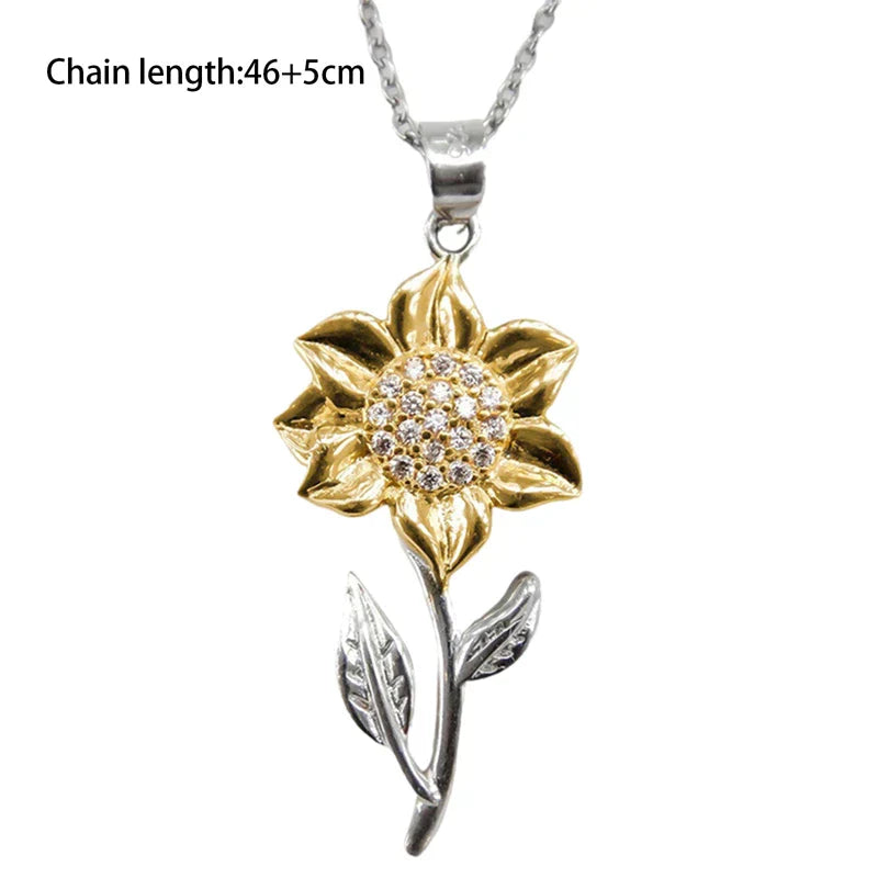 Collier Tournesol Argent Doré avec Zirconia - Élégant