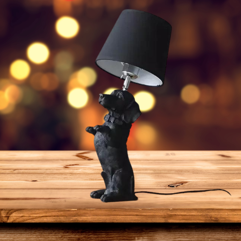 Playful Elegance - Art Deco Style Dog Table Lamp