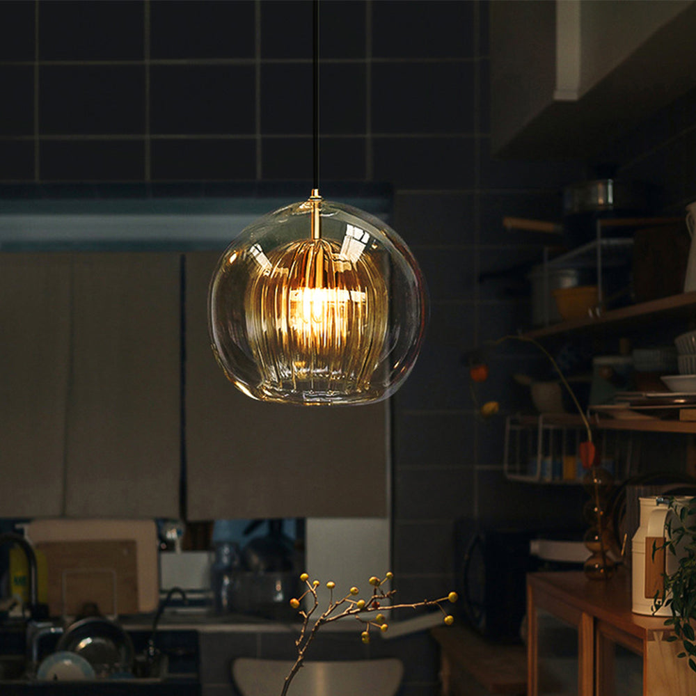AmberGlow Pendant - Warm Amber Glass Pendant Light