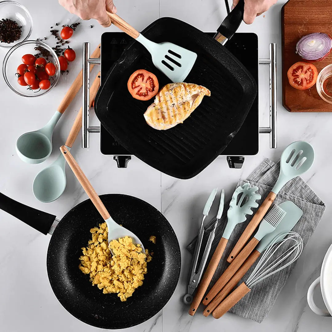 FlexiChef - Ensemble d'ustensiles de cuisine en silicone durable