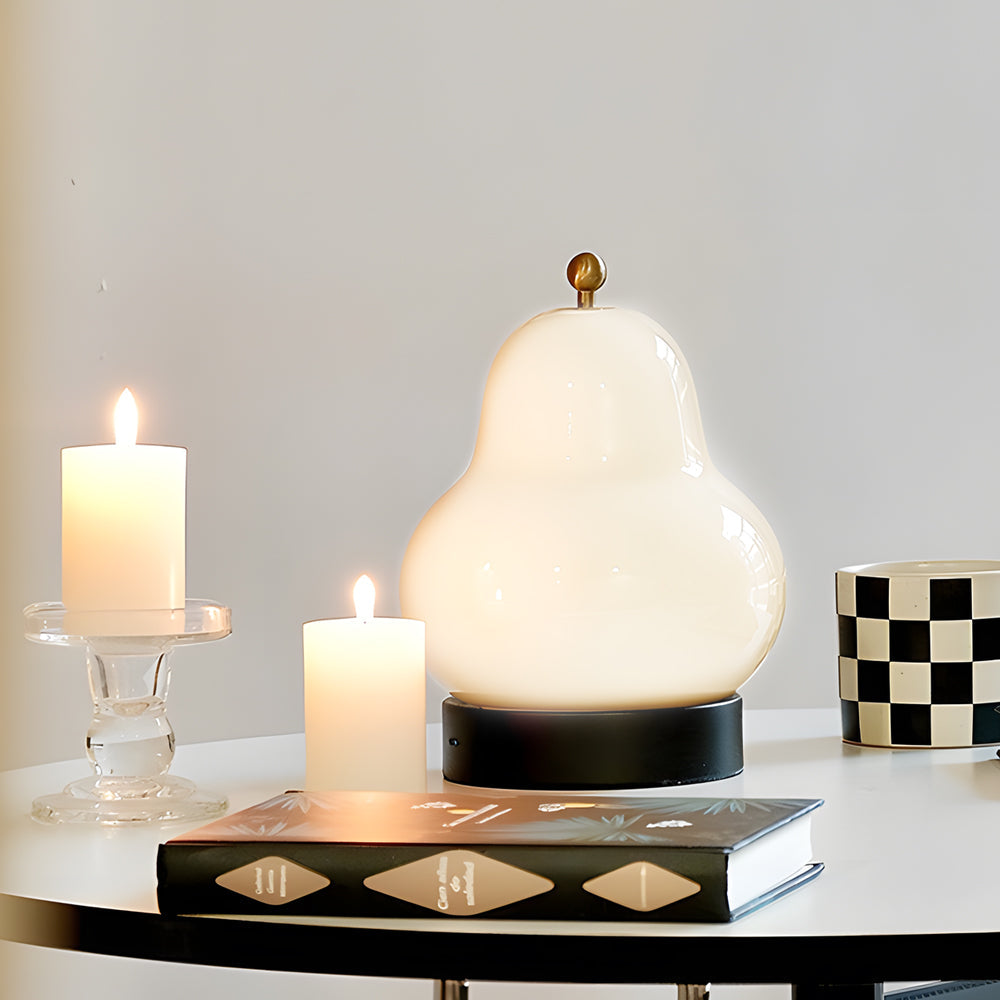 IonGleam - Pear-Shaped Glass LED Table Lamp with USB Dimmer