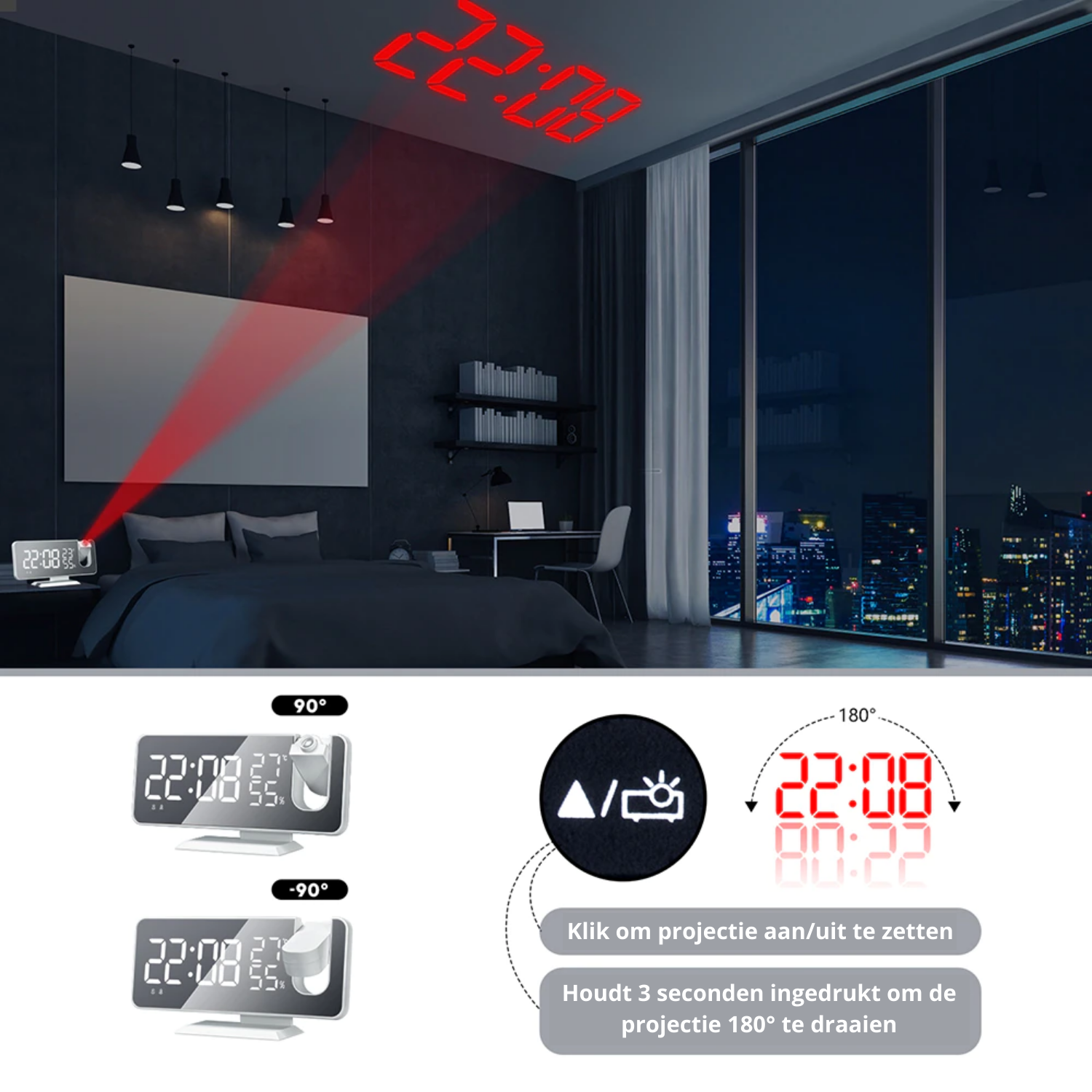 Astronatic - Réveil LED Projecteur Innovant avec USB