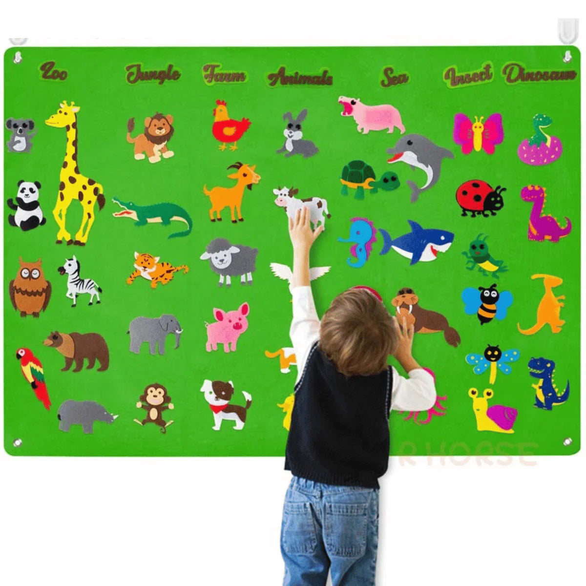 Nuvelli - Tableau en Feutre Animaux, Jeu Éducatif pour Enfants