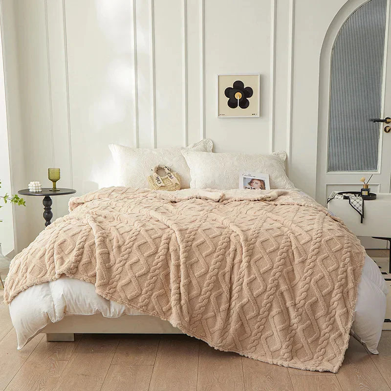 CozyLuxe - Couverture Laine d'Agneau Luxe Chambre