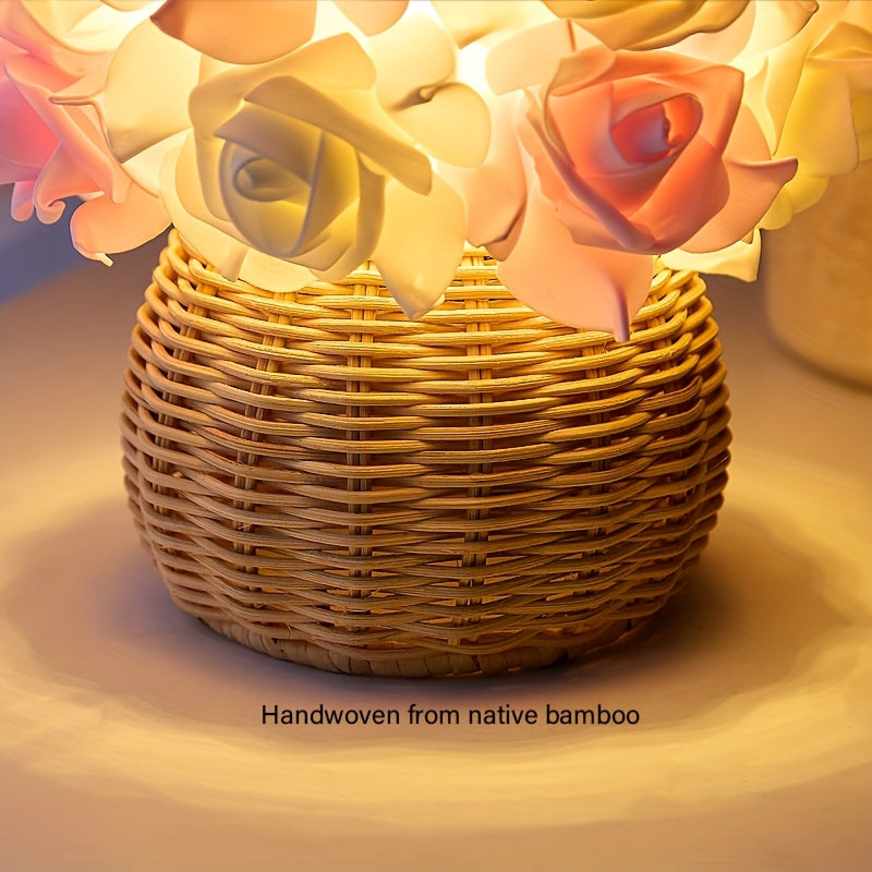FloraGlow - Art Deco Rose Table Lamp with USB Port