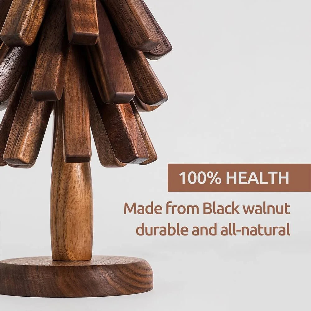 Sous-verres en Bois - Set artisanal sur support arbre en noyer