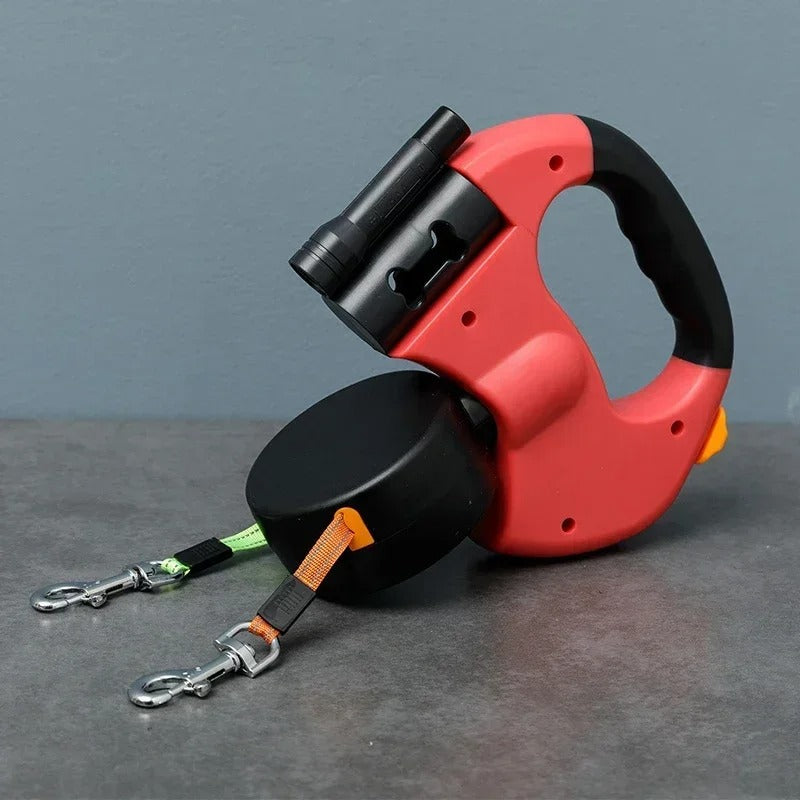 Lupath - Double Dog Leash with LED Light and Bag Dispenser