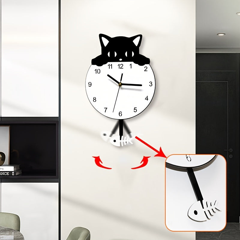 SwingCat Clock - Cartoon Cat Wall Clock