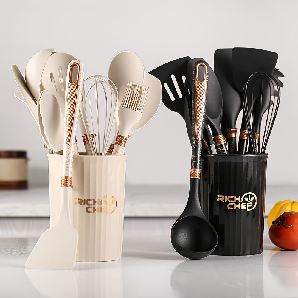 Premium Cooking - Silicone and Wood Kitchen Utensil Set