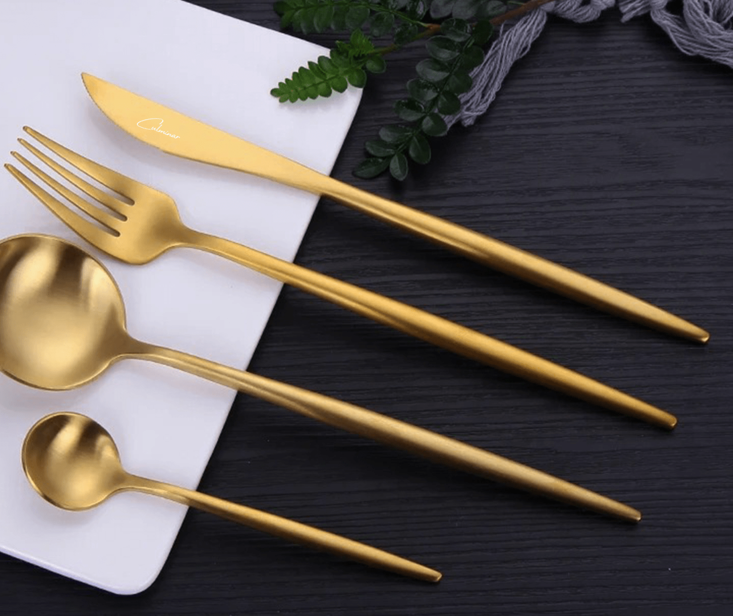 GoudenGlans - Set de Couverts de Luxe 20 Pièces Finition Dorée