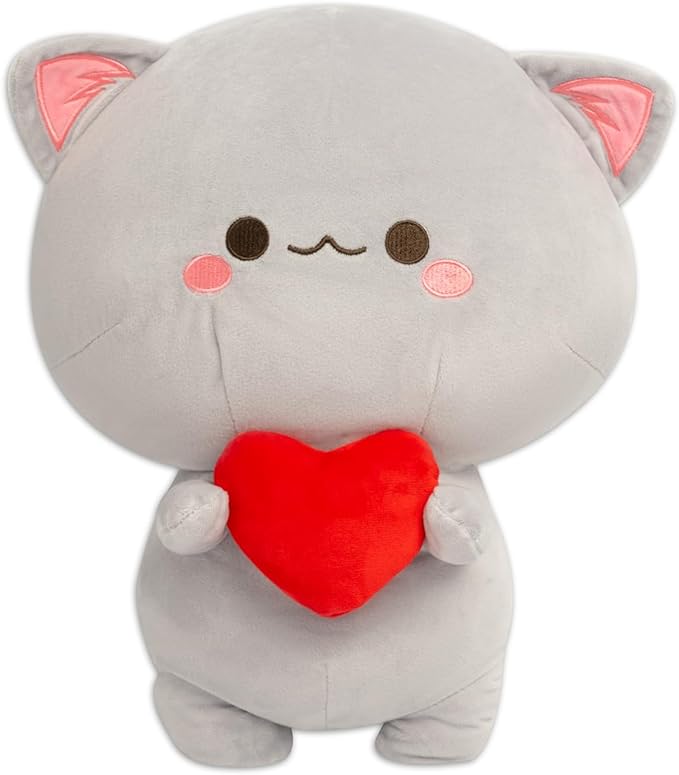 LullaPlush - Gray Cat Plush with Heart, the Perfect Comfort Toy for All Ages