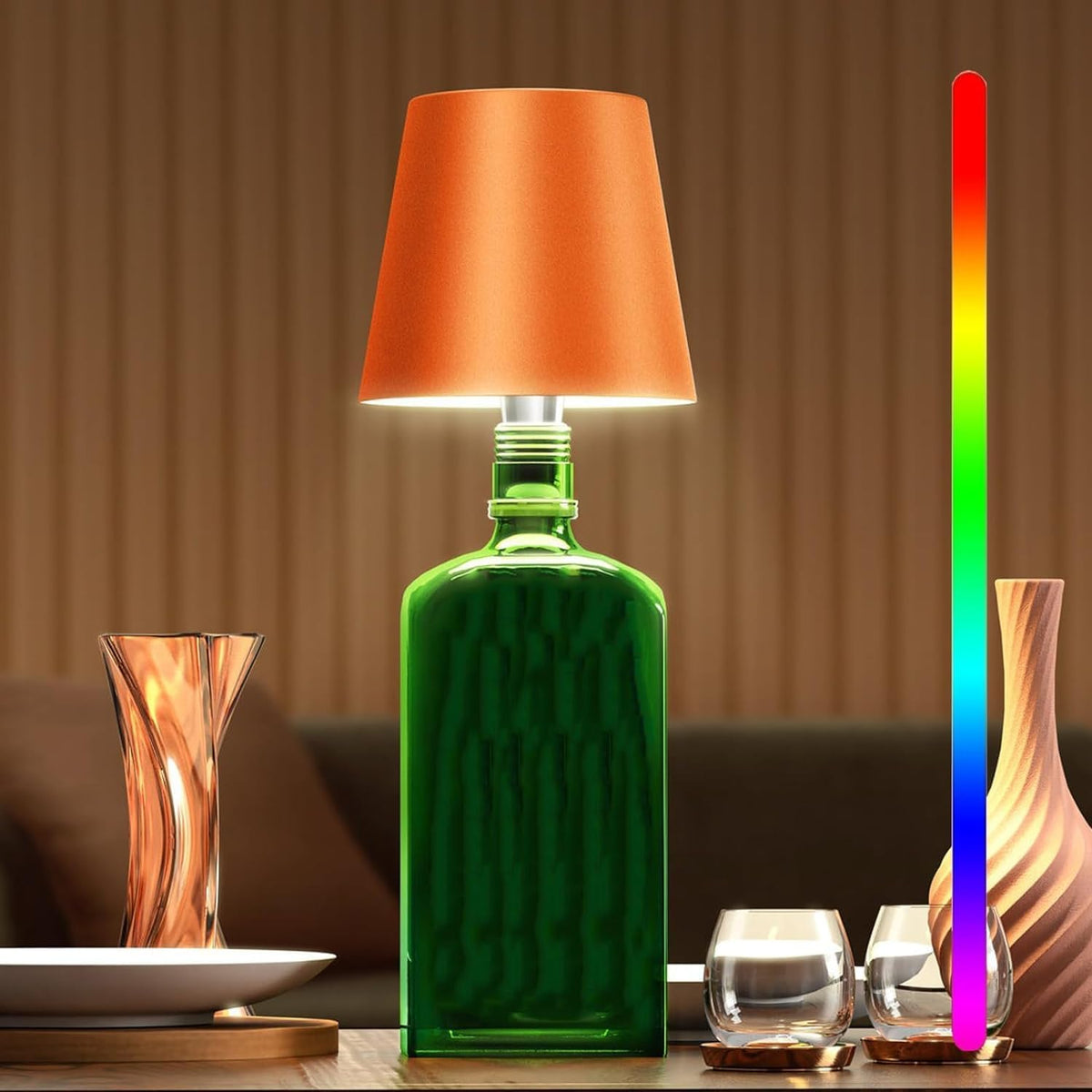 EmberGlow - Wireless Bottle Lamp with Touch Control and USB Charging
