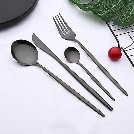 Napoli - Luxury Black Stainless Steel Cutlery Set