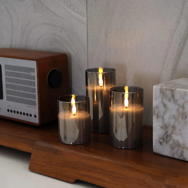 Bougies LED Deluxe - Set de 3 Bougies Sans Flamme avec Télécommande