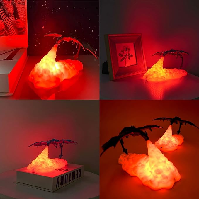 FireDragon Lamp - Rechargeable 3D Dragon Night Light for a Magical Ambiance