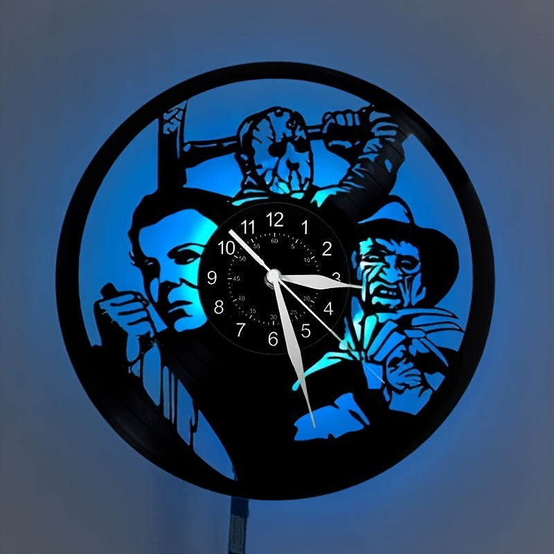 VinylHorror Clock - Horloge murale vintage au design inspiré des films d'horreur