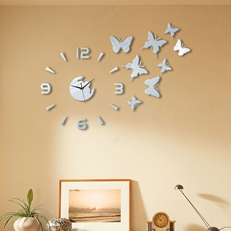 AcrylicButterfly - Horloge Murale Miroir 3D Papillons Design