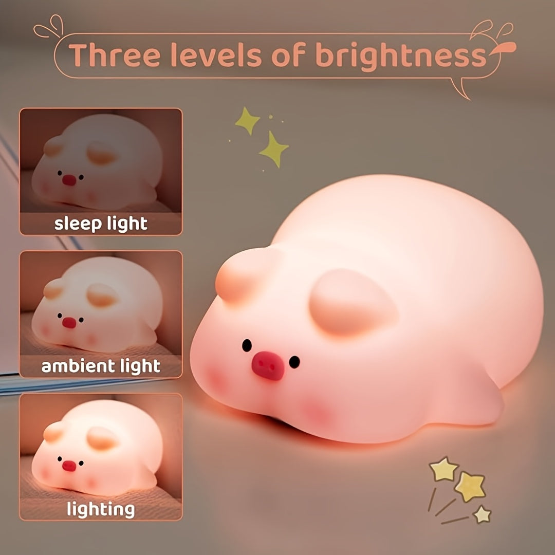 PiggyGlow - Rechargeable USB LED Silicone Night Light