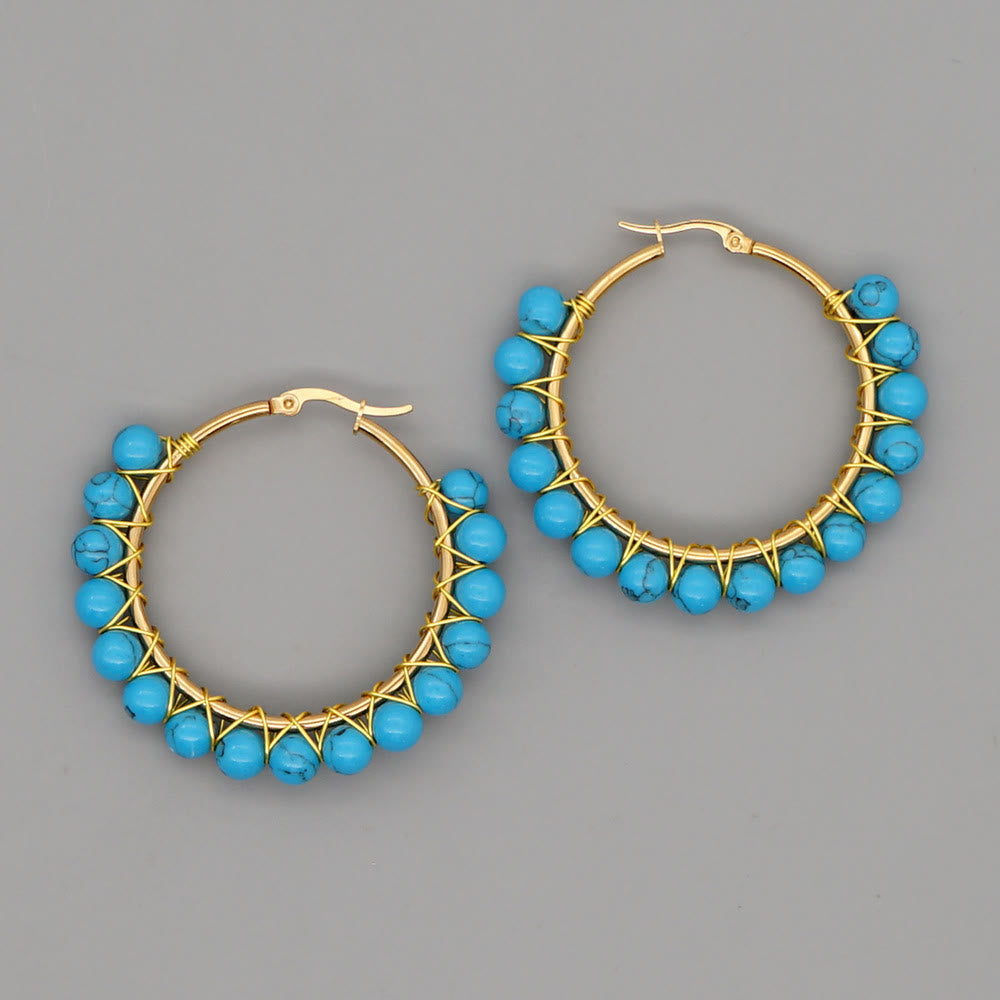 Sanne - Grandes créoles boho en cristaux naturels