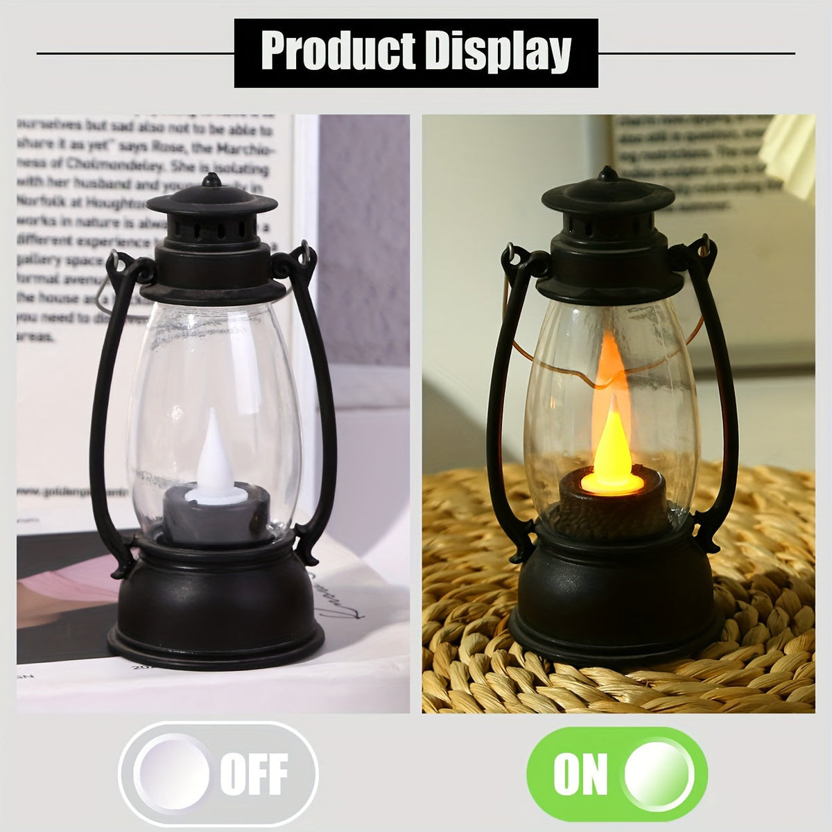 NostalgicGlow Lamp - Yellow Flame Oil Lantern Style LED Lamp