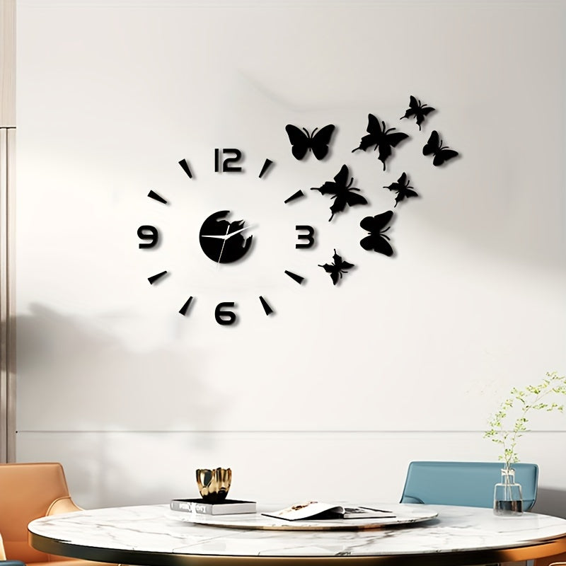 AcrylicButterfly - Horloge Murale Miroir 3D Papillons Design