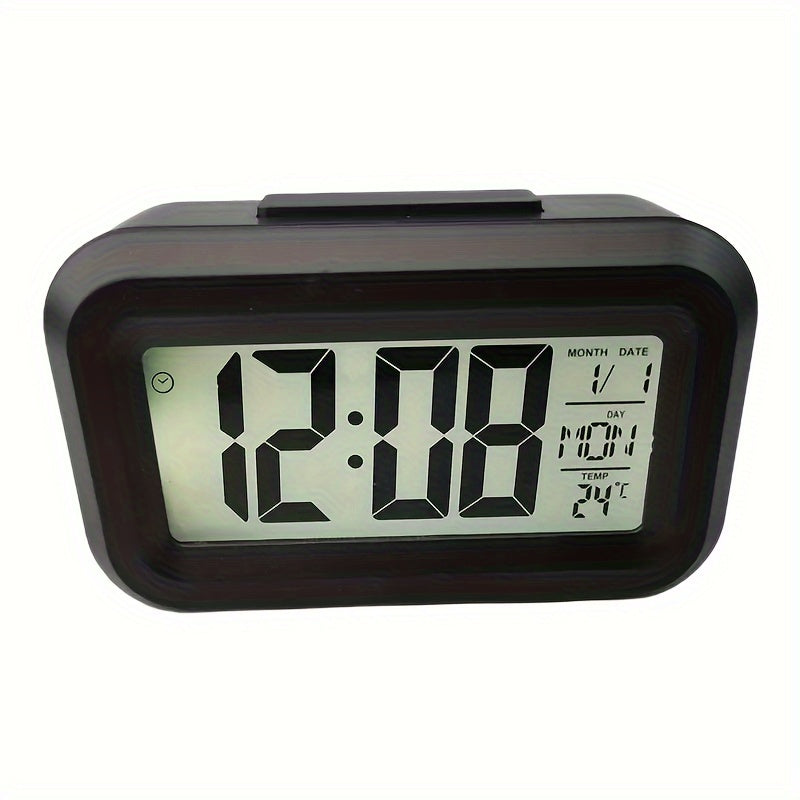 SmartAlarm Clock - Compact LCD Alarm Clock with Music Alarm and Temperature