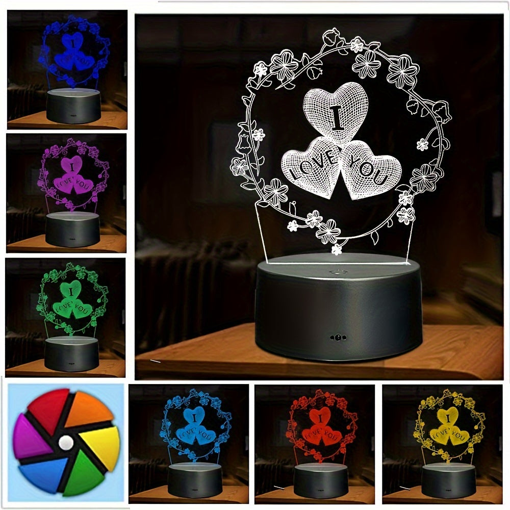 IllusionGlow - 3D Heart Night Light for a Romantic Ambiance