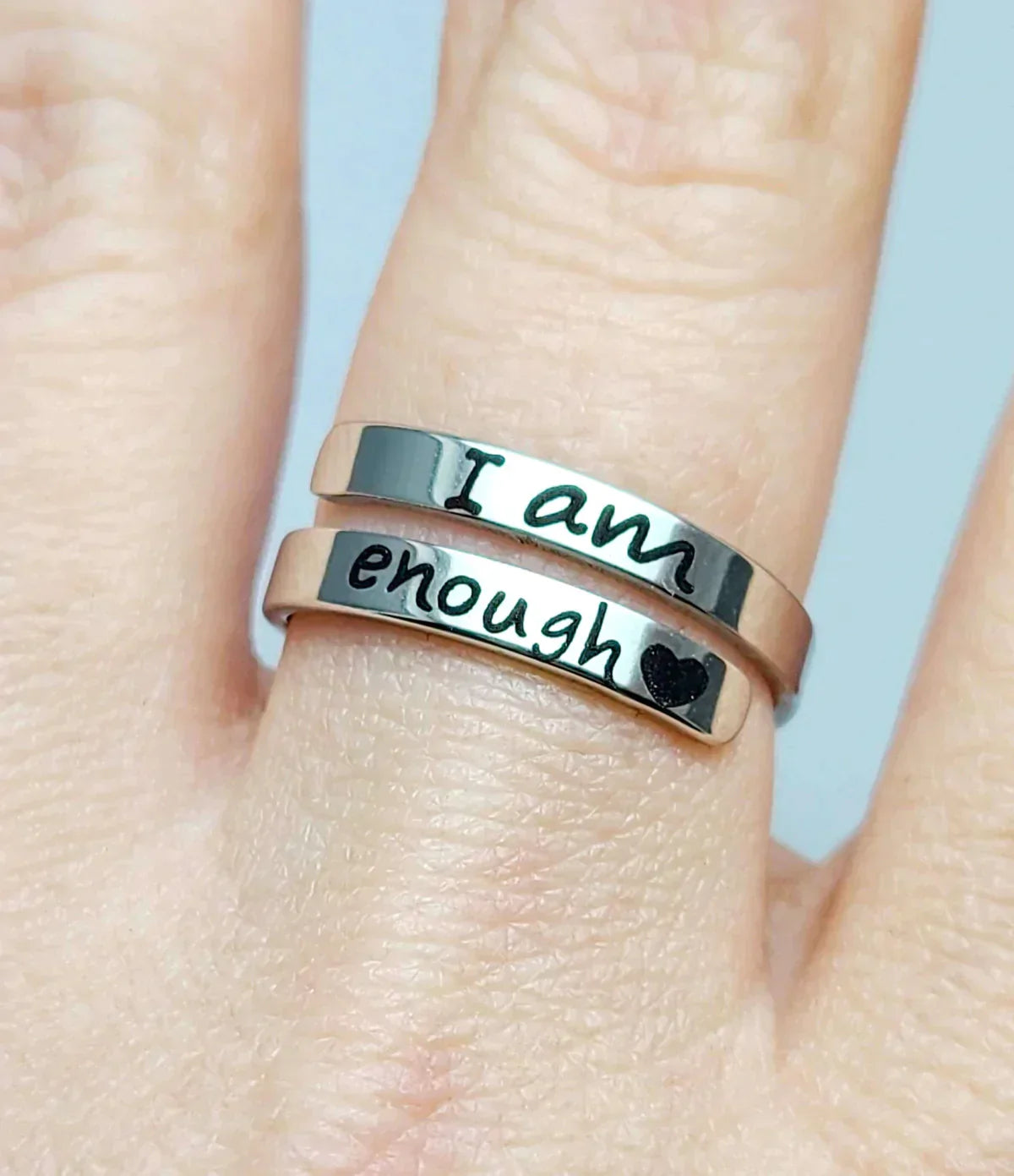 Bague argent "I Am Enough", confiance et force