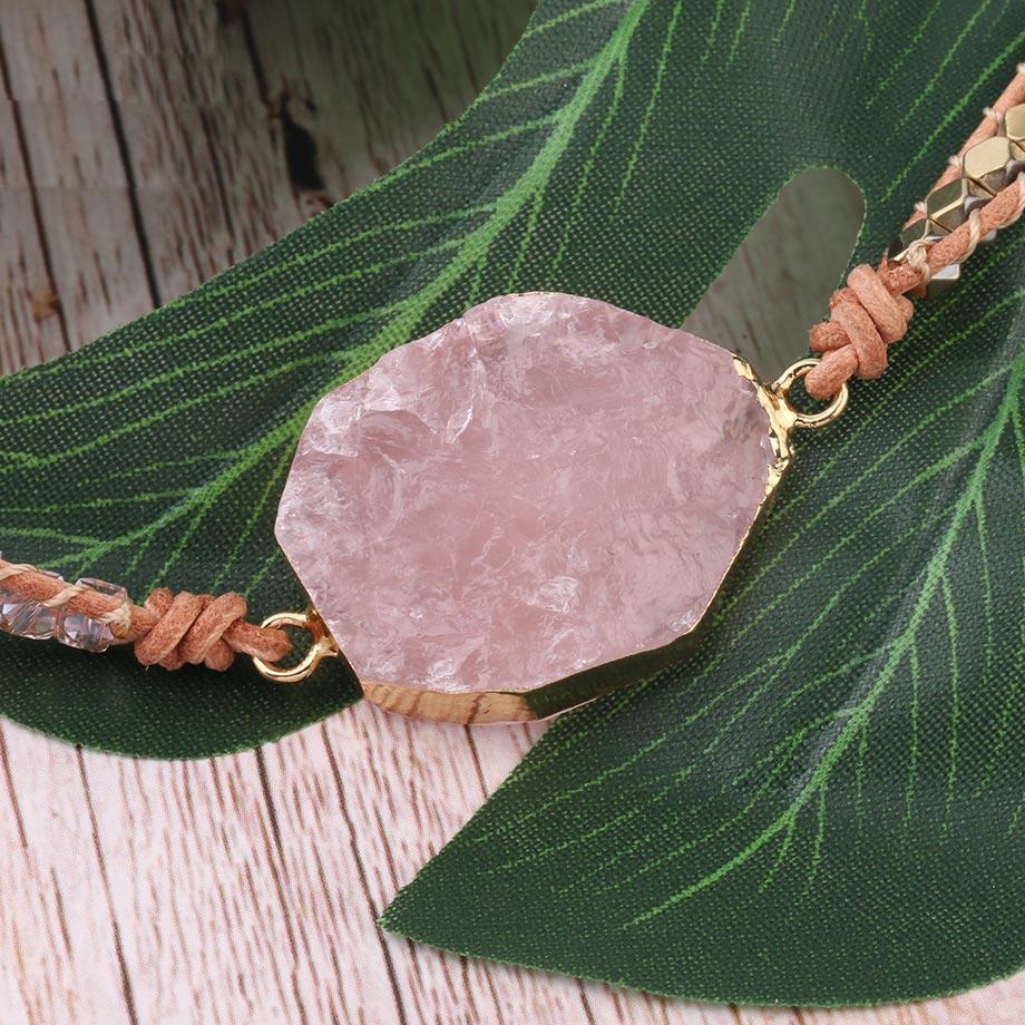 Amoria - Rose Quartz Bracelet with Gold Accents