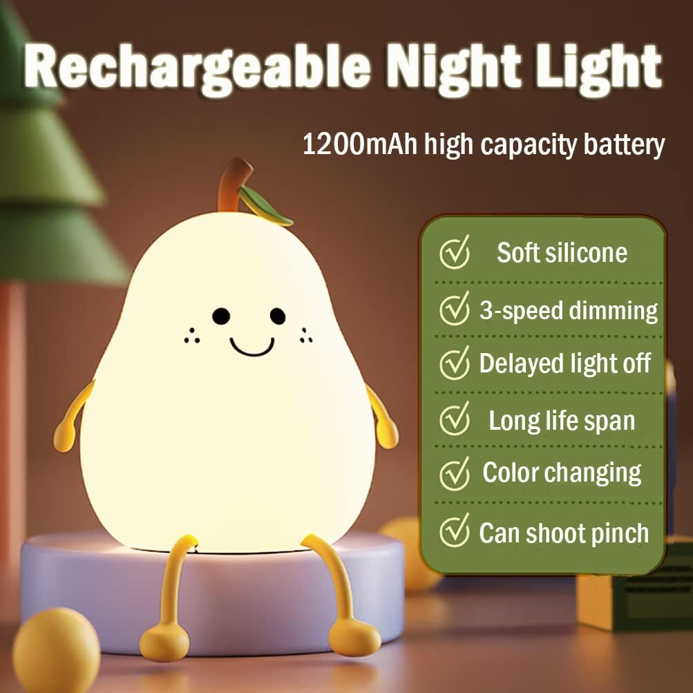 PearGlow - Chic Pear-Shaped Night Light with Warm White Glow