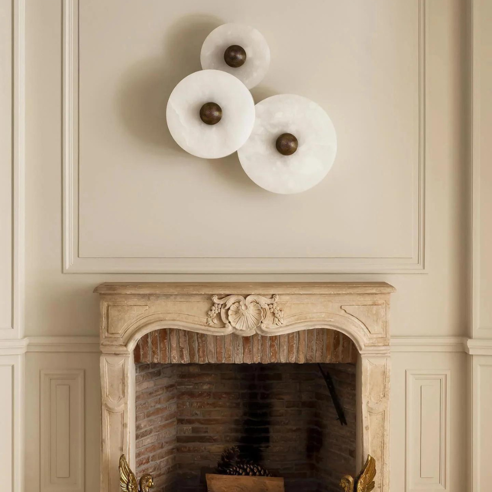 Aurora d'Or - Round Alabaster and Aluminum Wall Sconce