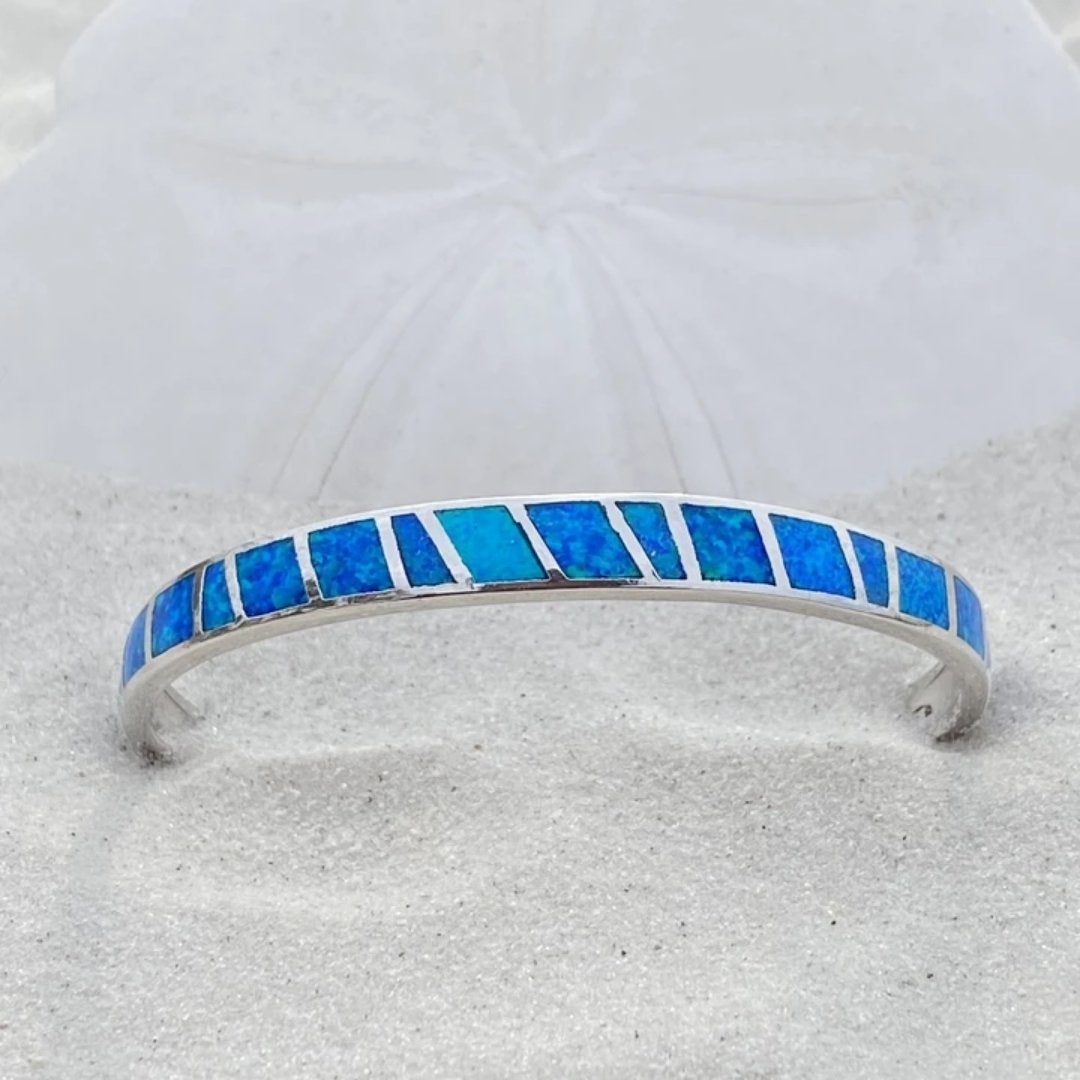 Isola - Bracelet opale bleue et argent élégant