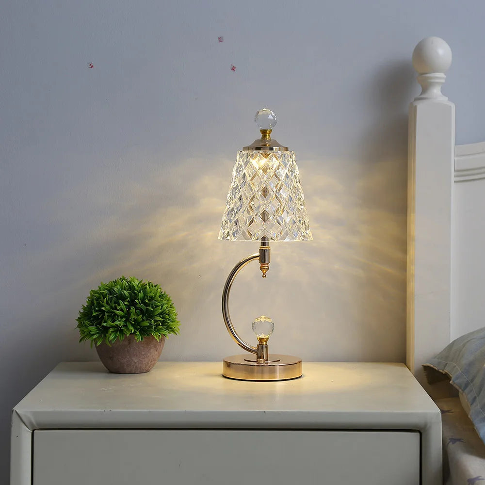 Yorelle - Vintage Crystal Wireless Touch Table Lamp