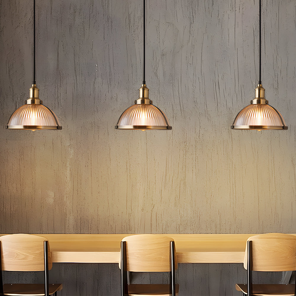 GlimmerLux Chandelier - Retro Ribbed Glass Chandelier for Dining Rooms