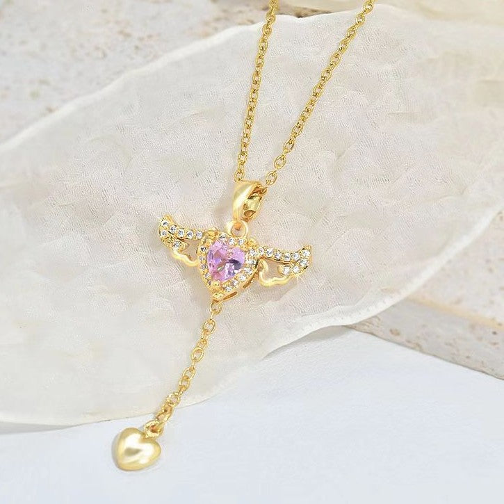 Livia - Elegant Angel Wing Pendant Necklace