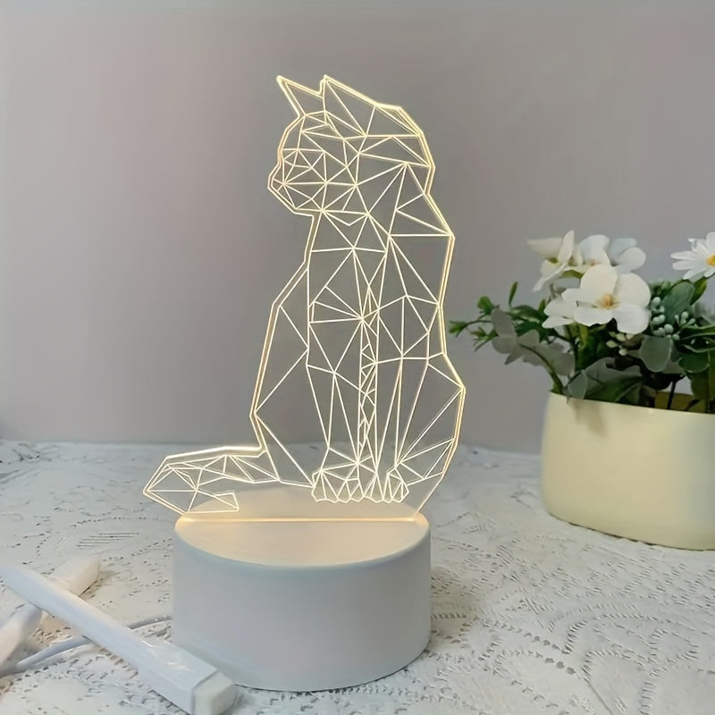 CatGlow Lamp - Modern 3D Cat Design USB Night Light