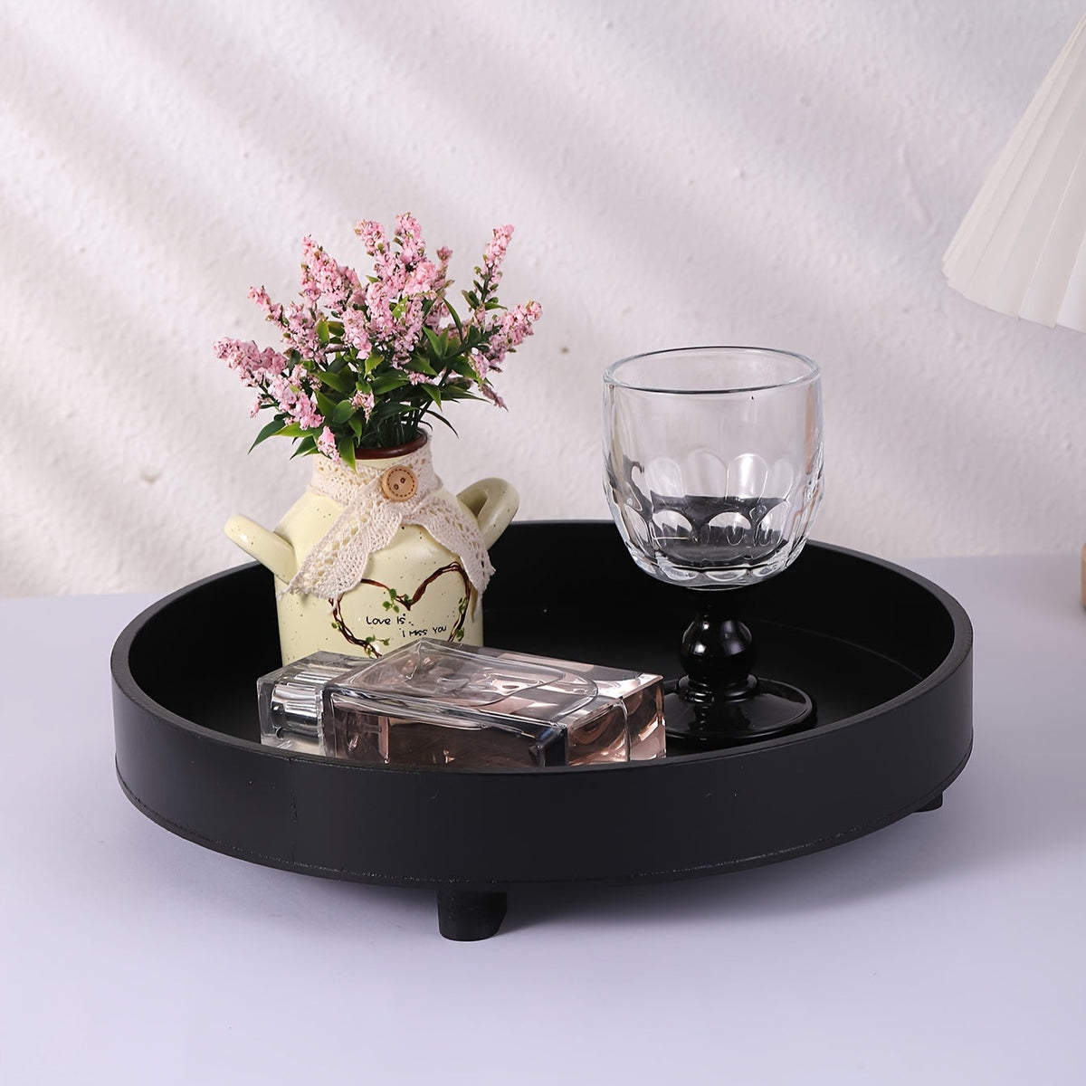 ClassicTray - Round Black Wood Tray for Chic Decor