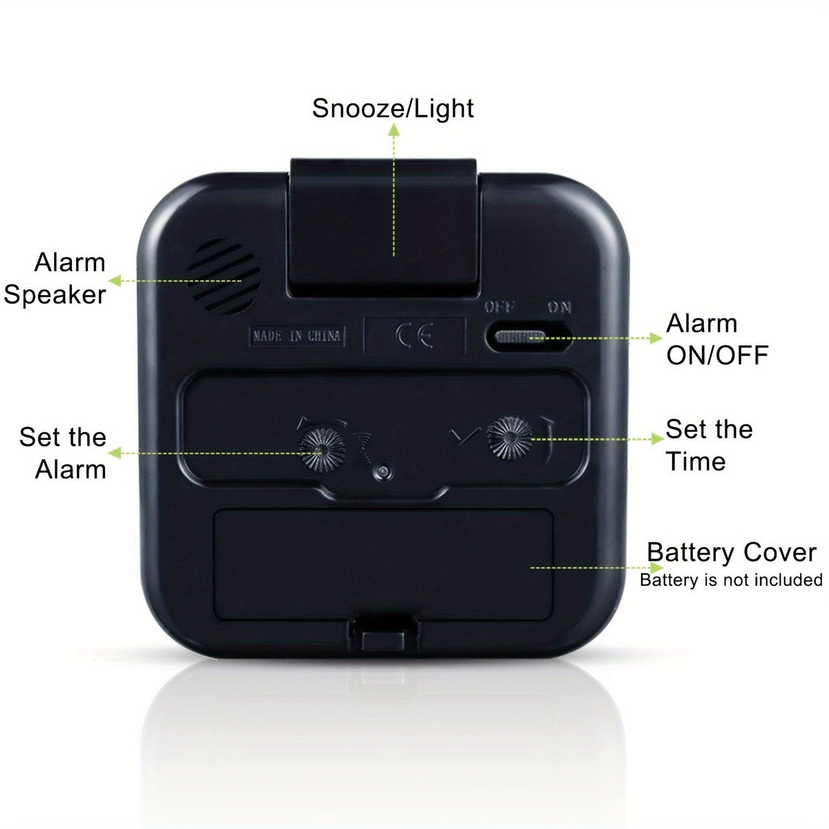 TimeRest - Classic Silent Square Travel Alarm Clock