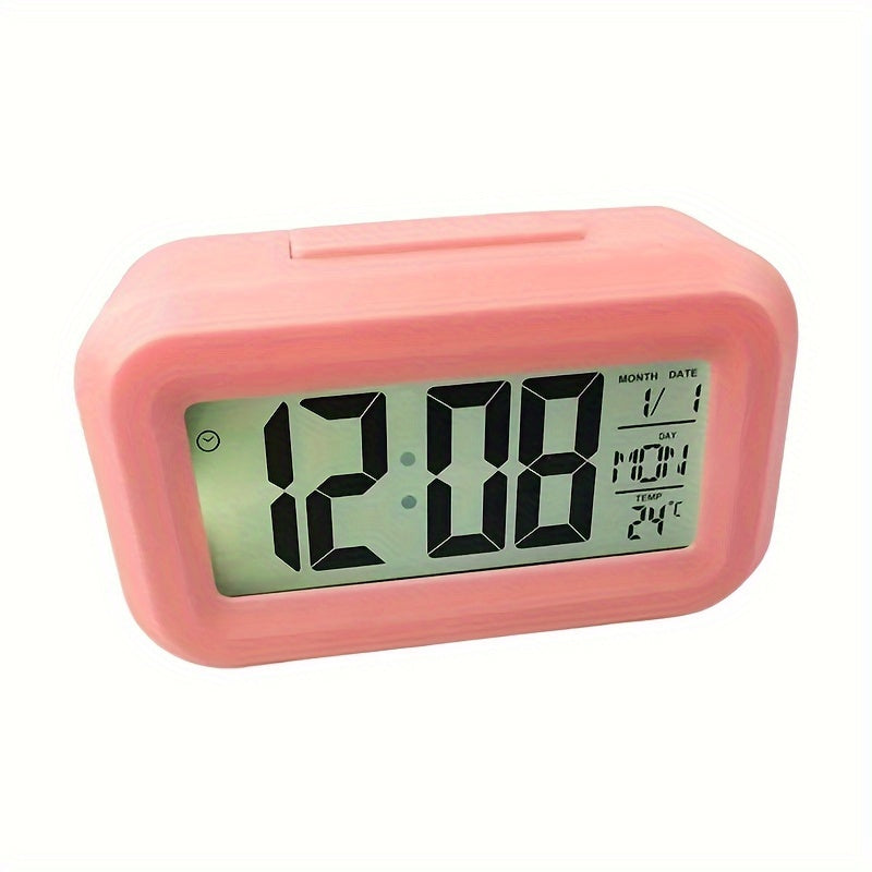 SmartAlarm Clock - Compact LCD Alarm Clock with Music Alarm and Temperature