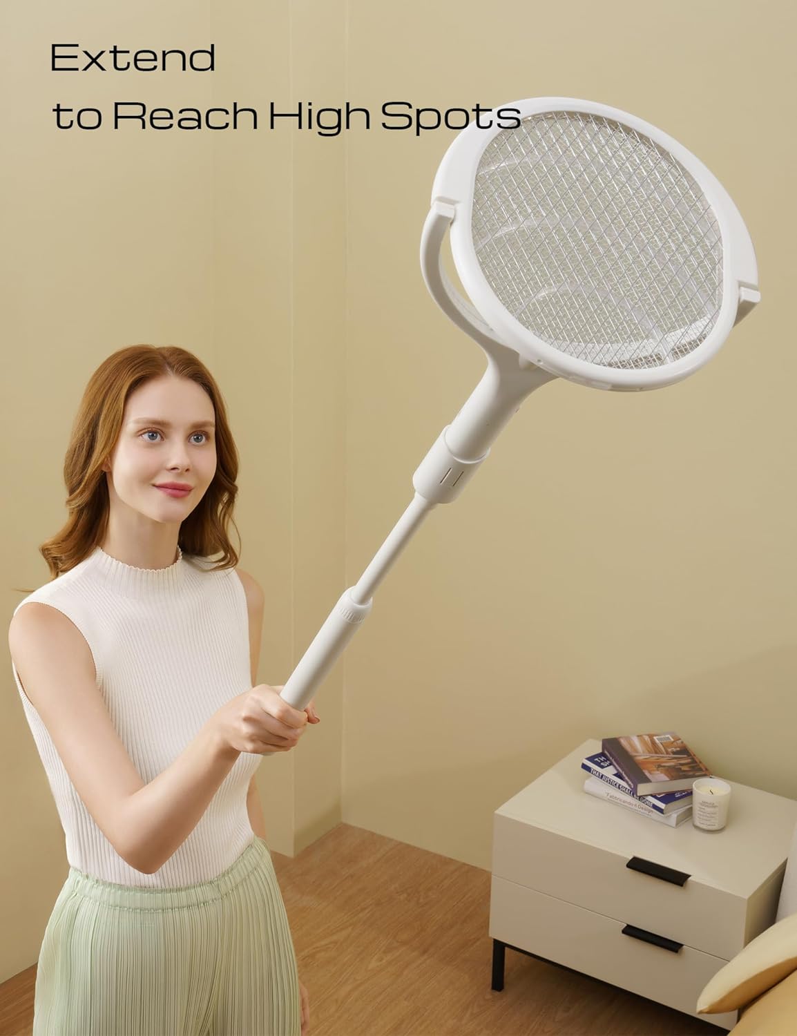Raquette Anti-Mouches Flex - Tapette électrique rechargeable à tête pivotante