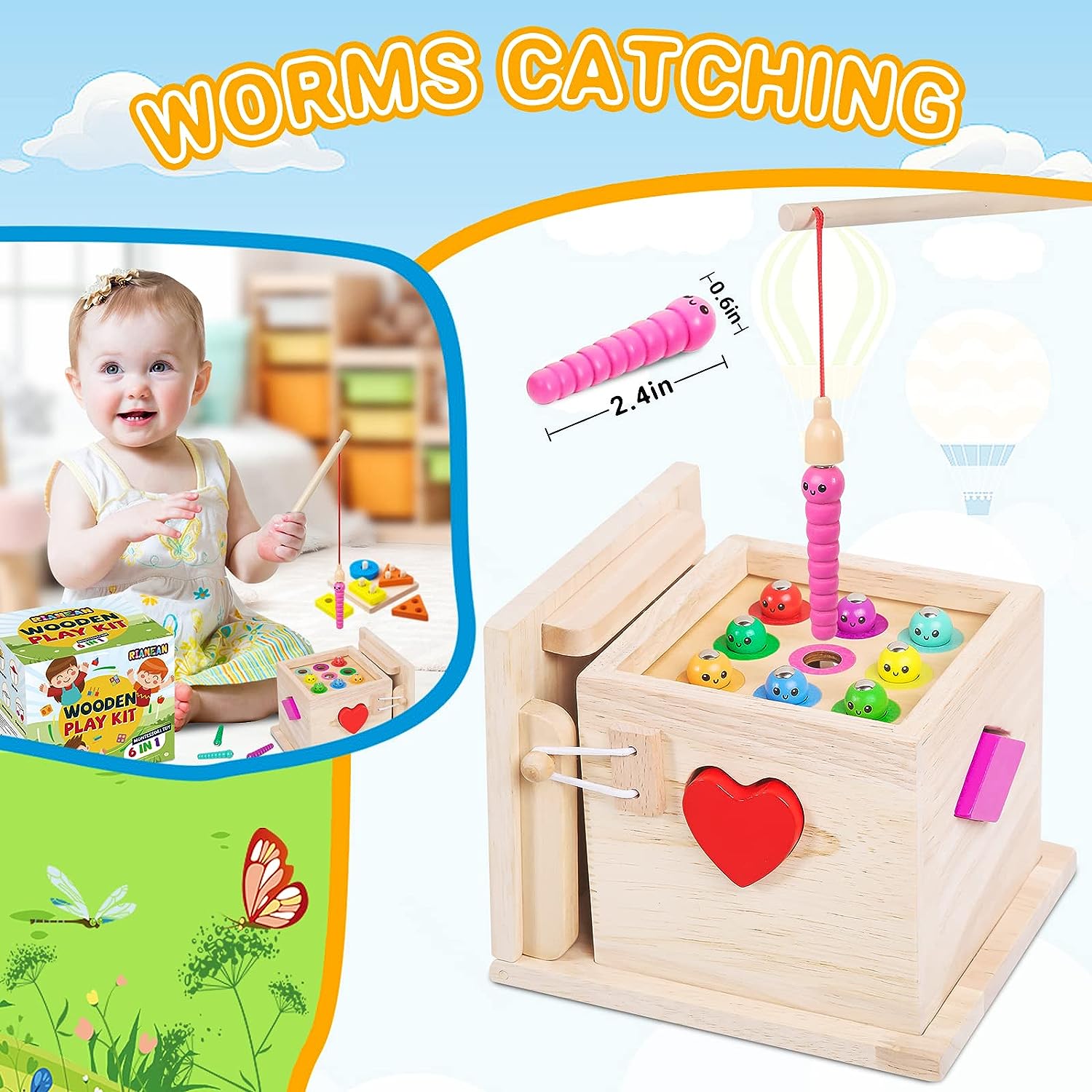 HavenWood Montessori Wooden Play Set - Educational Toy for Babies 6 Months+