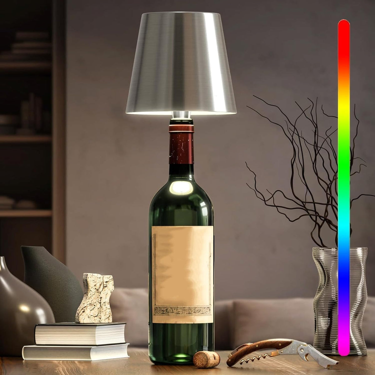 EmberGlow - Wireless Bottle Lamp with Touch Control and USB Charging