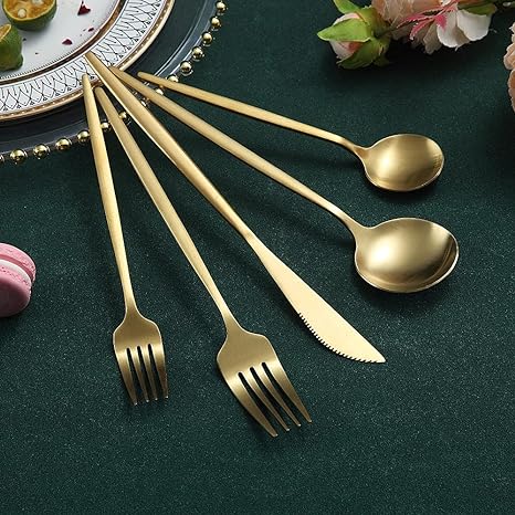 CarvonSteel - Minimalist Flatware Set in Stainless Steel with Titanium Finish