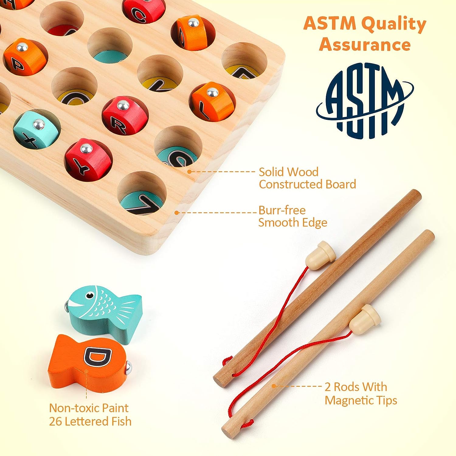 Wooden Magnetic Fishing Game - Educational Toy for Kids 1+