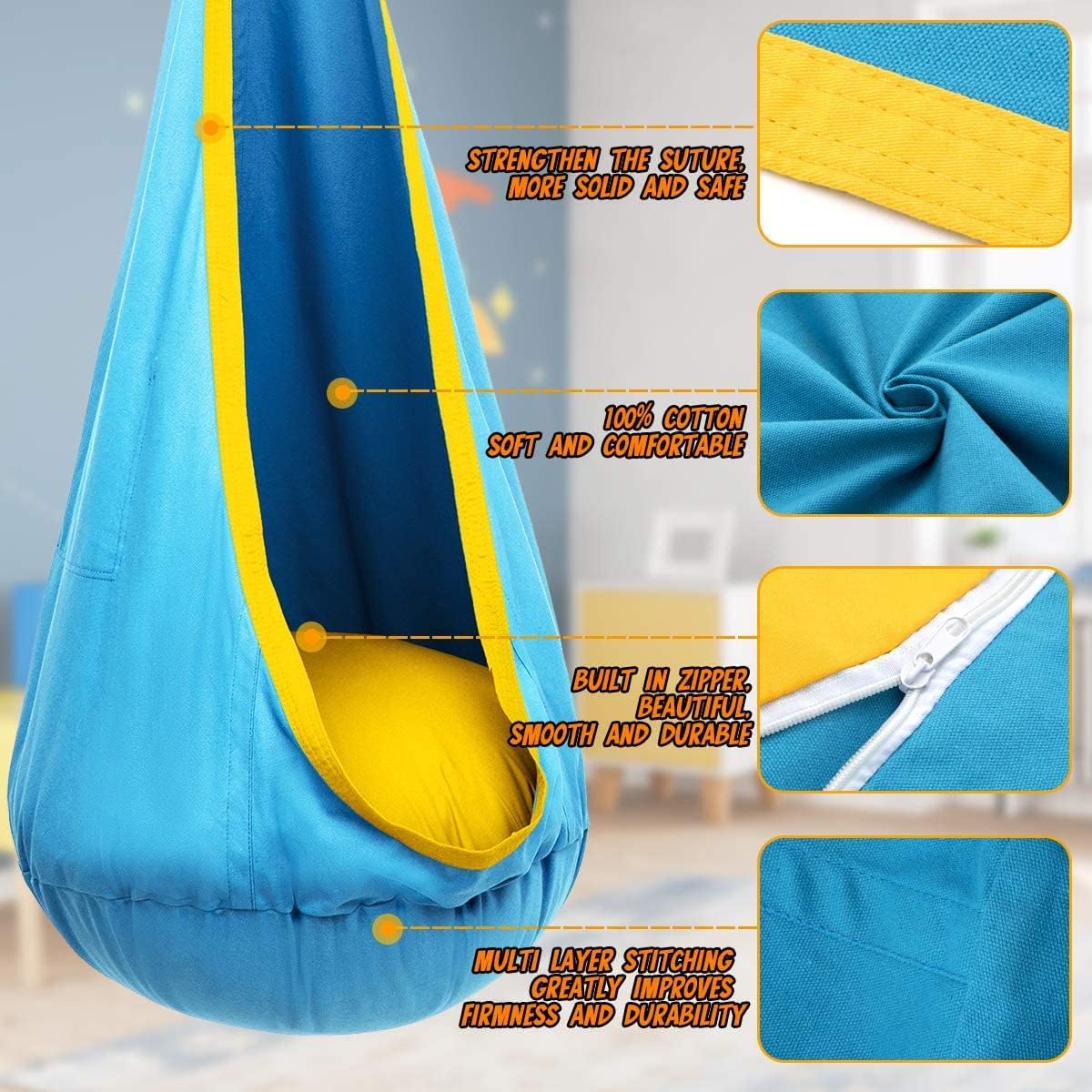 HangingJoy - Kids Hammock Swing for Play and Relaxation