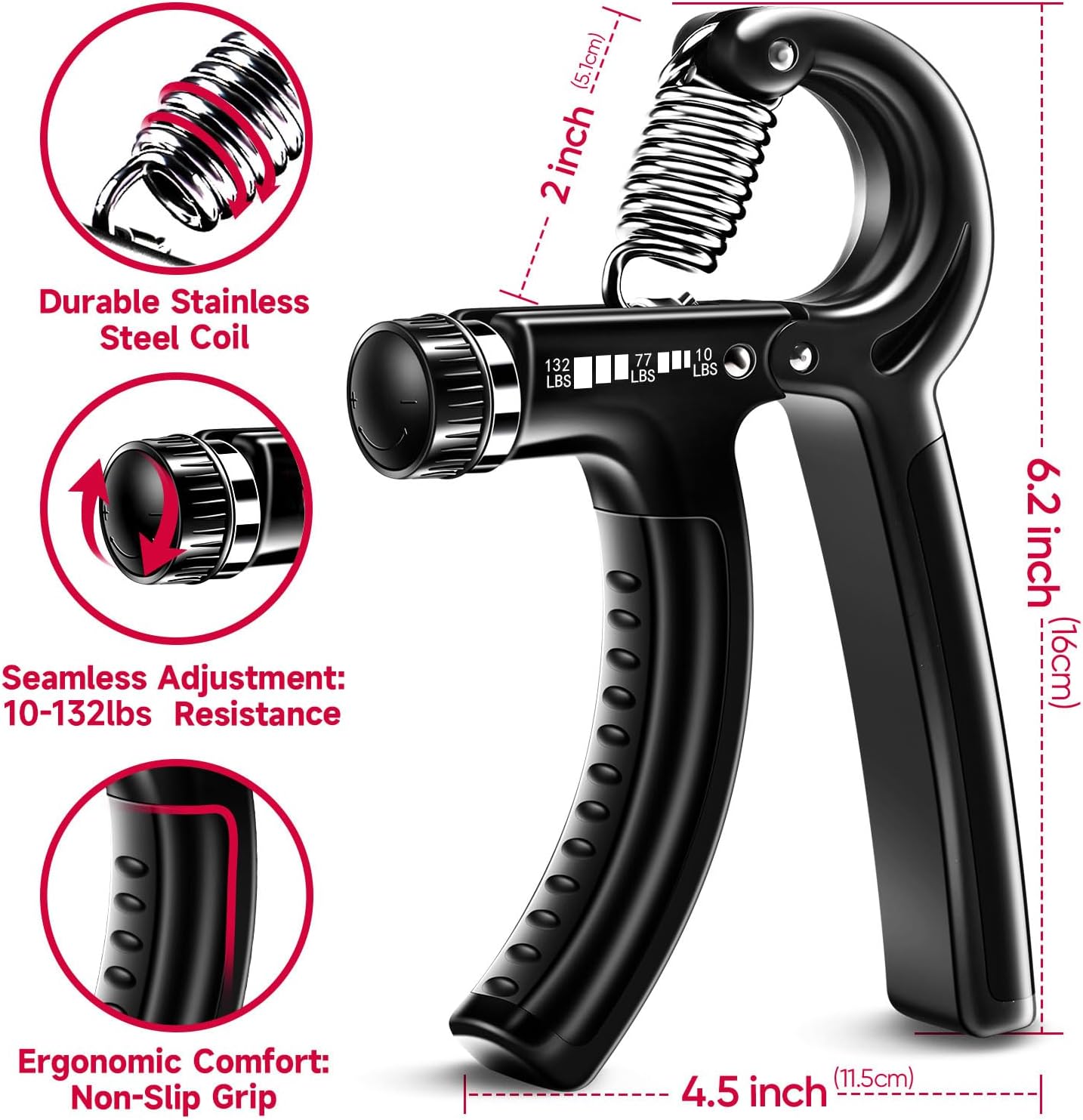 GripMaster - Set de 5 musculateurs de poigne