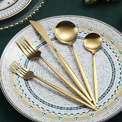 CarvonSteel - Minimalist Flatware Set in Stainless Steel with Titanium Finish