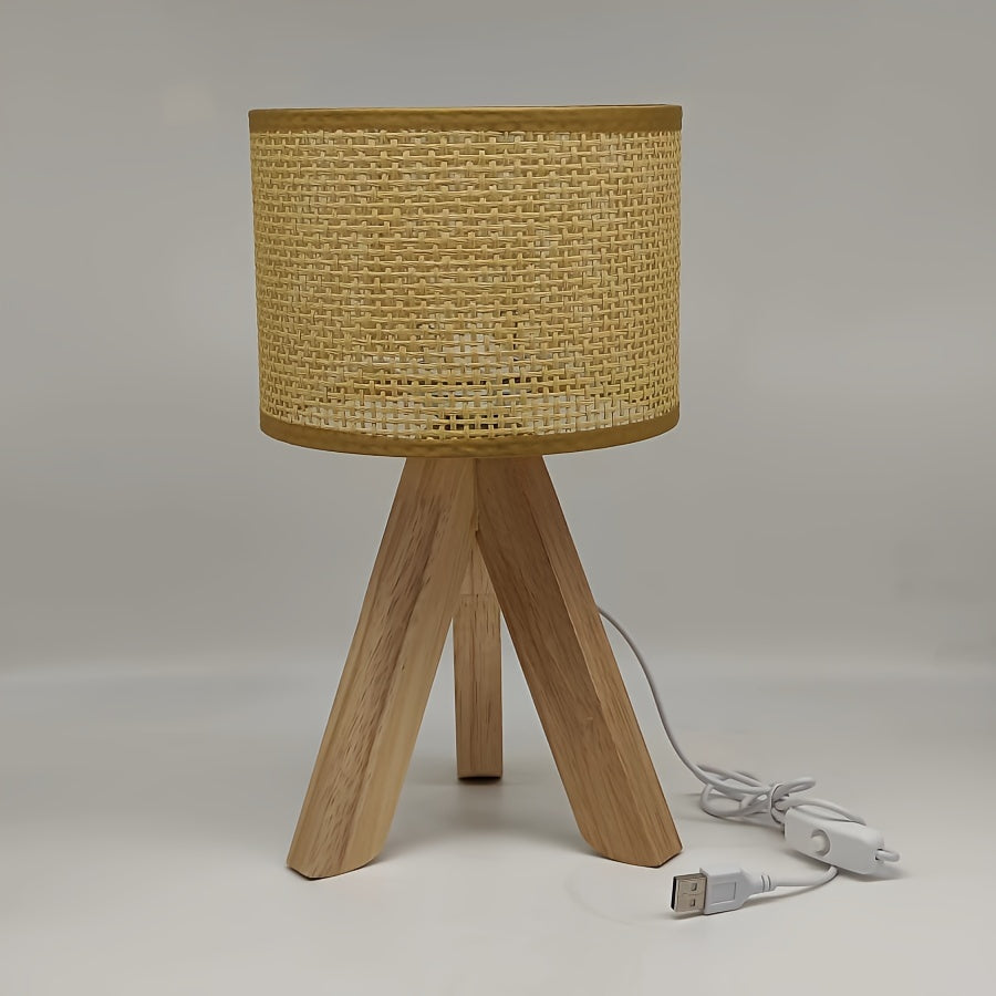 DecoGlow Lamp - Wooden Table Lamp with USB Power