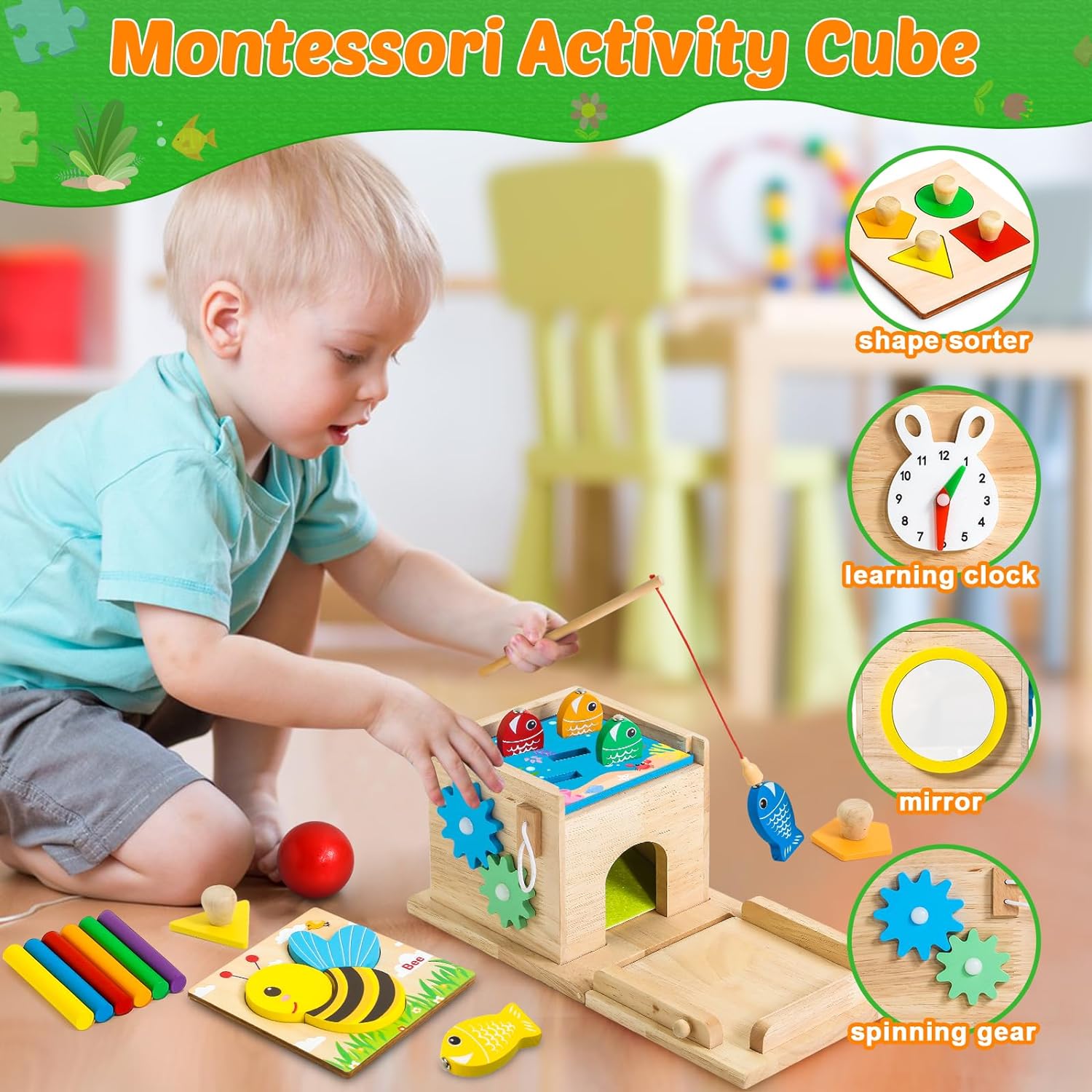 HavenWood Montessori Wooden Play Set - Educational Toy for Babies 6 Months+