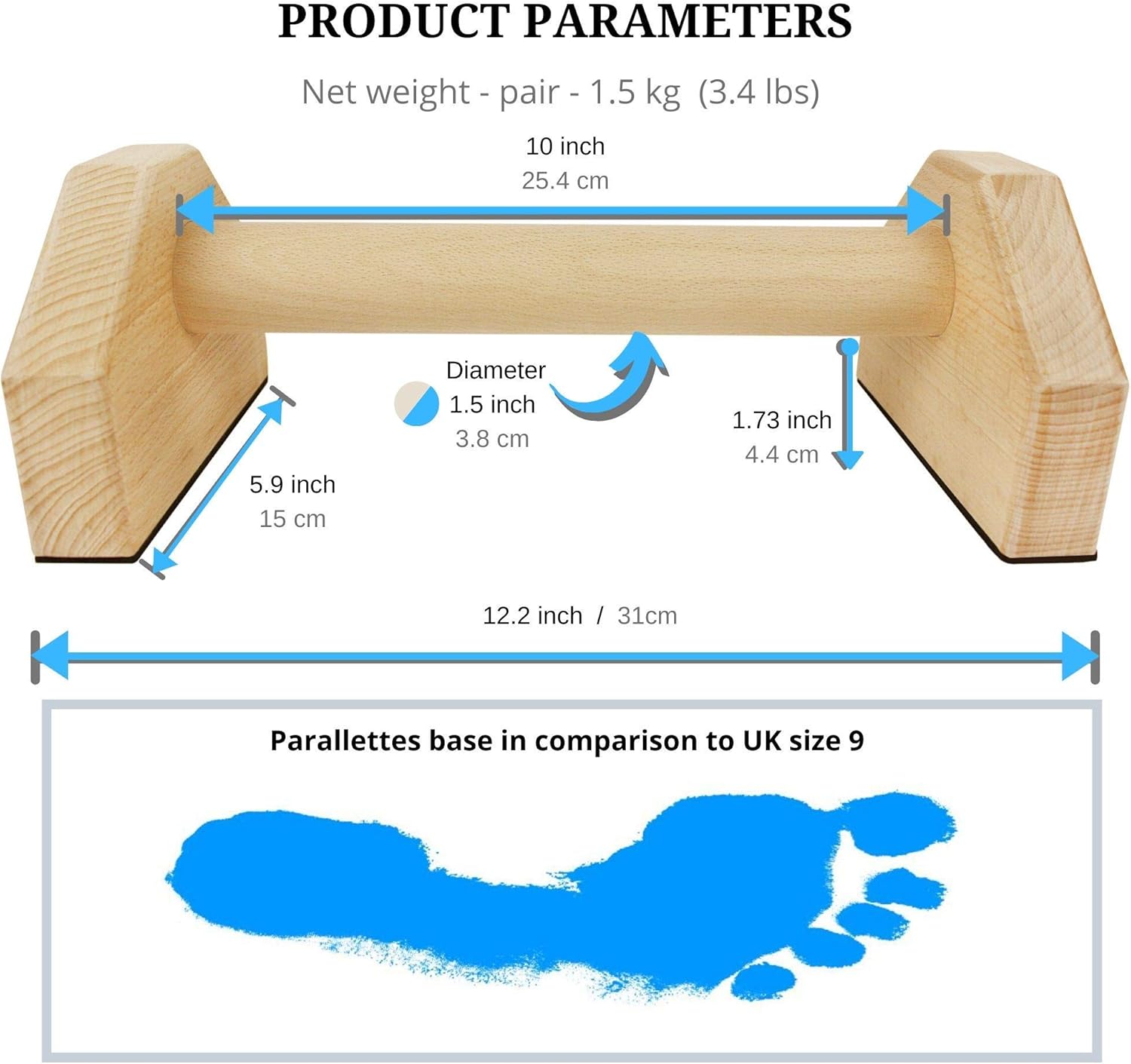 Calisthenics PowerBars - Barres de pompes en bois massif